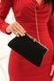 Women's Black Suede Evening Dress Stone Detailed Accessory Portfolio Clutch Evening Bag - 4