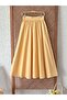 Sweet Yellow Flared Gathered Poplin Skirt
