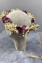 Burgundy Hydrangea and Shocked Cipso Dried Flower Bridal Crown with Pearls - 5