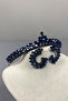 Navy Blue Ece Bridal Henna Crown and Round Jewelled Earring Set - 4