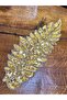 Bead Pul Pater Embroidered Leaf Applique 38X14 cm Gold