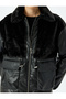 Plush Detailed Leather Look Puffer Jacket with Zippered Pockets - 6