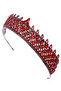 Crystal Rhinestone Bridal Wedding Crown Elegant Princess Crown for Brides Burgundy - 6