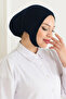 Women's Hijab, Large Volume, Practical, Non-Slip, Chin-Under-Neck Style, Navy Blue - 3