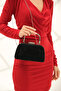 Black Glitter Women's Evening Dress Wedding Bag with Chain Strap - 2