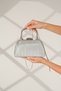 Women's Silver Honeycomb Handle Detail Chain Strap Evening Dress Handbag - 6