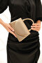 Women's Gold Fabric Evening Dress Stone Detailed Handle Chain Strap Evening Bag - 5