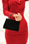 Black Silvery Women's Evening Dress Stone Detailed Handle Chain Strap Evening Bag - 6
