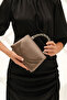 Women's Platinum Fabric Evening Dress Stone Detailed Handle Chain Strap Evening Bag - 2