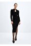 Ribbed knitwear dress with slit - 2
