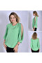 Small and Large Size Blouse with Open Sleeves Stone Detail - 4