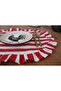 Placemat Oval 2pcs Striped Ruffled Vintage Red - 7