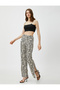 Elastic Waist Trousers Lightweight Flared Legs