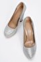 Women's Platform Heeled Shoes Silver Striped - 5