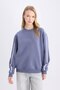 Crew Neck Stripe Detailed Cool Loose Fit Sweatshirt E4899Ax24Cw - 3