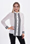 Women's Large Size Guipure Striped Crepe Shirt G0063 - 2