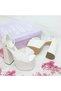 16 Cents High Heels Embroidered Pearl Bow Detail Slightly Slope Very Comfortable Wedding Dress Shoes - 6