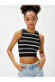 Crop Ribbed Undershirt Basic Halter Neck