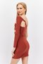 Women Cutout Detail One Sleeve Mini Dress, Orange - 2