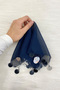 Navy Blue Silver Chiffon Halay Handkerchief 5 Pieces, Bride Groom Wedding Henna Circumcision Engagement Bride - 2
