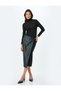 Metal Detailed Faux Leather Detailed Double Breasted Midi Skirt - 2