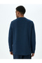 Long Sleeve Cotton Blended Textured Basic Crew Neck Sweatshirt - 4