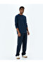 Long Sleeve Cotton Blended Textured Basic Crew Neck Sweatshirt - 2