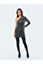 One Shoulder Slim Fit Metallic Draped Mini Evening Dress - 2