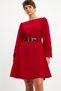 Red Short Sleeve Drawstring Belt Dress - 3