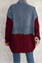 Women's Burgundy Knitwear Detailed Design Oversize Denim Jacket - 5