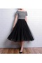 Nsm 3 Layer Midi Summer Tulle Skirt Casual High Waist Pleated Long 75cm Tulle Skirt
