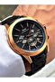 Function Black-Copper Color Steel Band Steel Case Men's Wrist Watch 1352.05