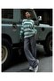 Green Gray Striped Women's Sweater