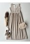 Beige Color Gathered Waist Mother-Daughter Tweed Gilet Combo (Solid for Sale!) - 3