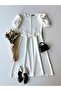 White Watermelon Sleeve Crepe Midi Size Flared Mother-Daughter Combination (SOLD SINGLE) - 2