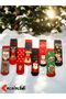 2 Pieces of Christmas Socks Washed Colorful Patterned Santa Claus and Winter Themed Socks