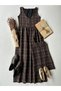 Brown Gathered Waist Mother-Daughter Tweed Gilet Combo (Sold Single)