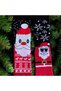 2 Pieces of Christmas Socks Washed Colorful Patterned Santa Claus and Winter Themed Socks - 6