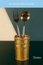 Countertop Spoon Holder Decorative Vertical Spoon Holder Cylinder Spoon Holder Antique Gold Color Model 10 - 6