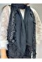 170X45 cm Black Knitwear Shiny Tasseled Women's Scarf Shawl - 3