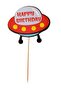 Space Figure Birthday Concept & Astronaut Space Shuttle Themed Cake Toothpick Decoration Toothpicks Set of 6 - 6