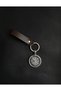 Brown Genuine Leather Keychain with Scandinavian Double-Sided Compass and Valknut Figures - 2