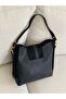 Suede Black Women's Shoulder Bag with Cover Hook Hanger Detail - 5
