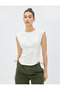 Sleeveless T-Shirt Crew Neck Ribbed Slim Fit Cotton - 3