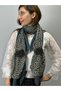 180X25 cm Floral Rose Knitwear Chiffon Design Women's Scarf Blue - 5