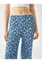 Wide Leg Trousers with Elastic Waist, Relaxed Cut, Ethnic Patterned Wrap - 5