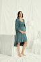Women's Green Maternity Maternity Dressing Gown Night Suit, 94% Viscose 6% Elastane - 3