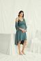 Women's Green Maternity Maternity Dressing Gown Night Suit, 94% Viscose 6% Elastane