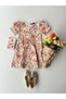 Orange Pastel Floral Patterned Flared Mother-Daughter Dress Combination (Sold Single) - 3