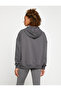 Warm Hooded Slogan Printed Ribbed Sports Sweatshirt - 4